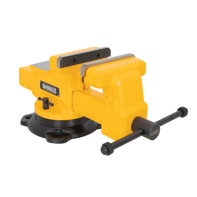 6-Inch Swivel Base Bench Vise with Built-In Anvil and Integrated Pipe V-Jaws