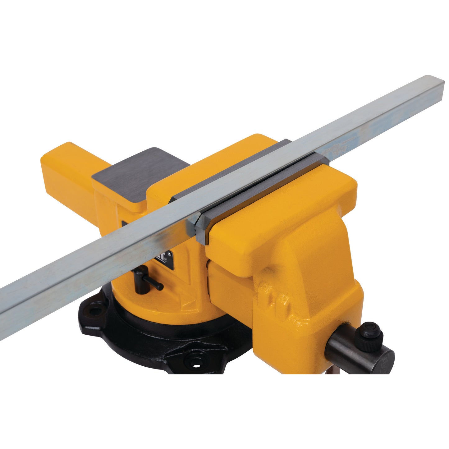 6-Inch Swivel Base Bench Vise with Built-In Anvil and Integrated Pipe V-Jaws